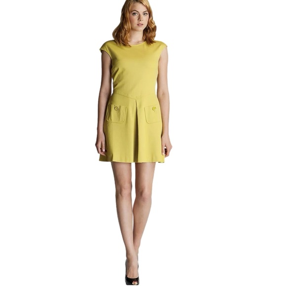 TED BAKER:Harmia pocket mustard yellow jersey dress size 1 - Picture 12 of 12
